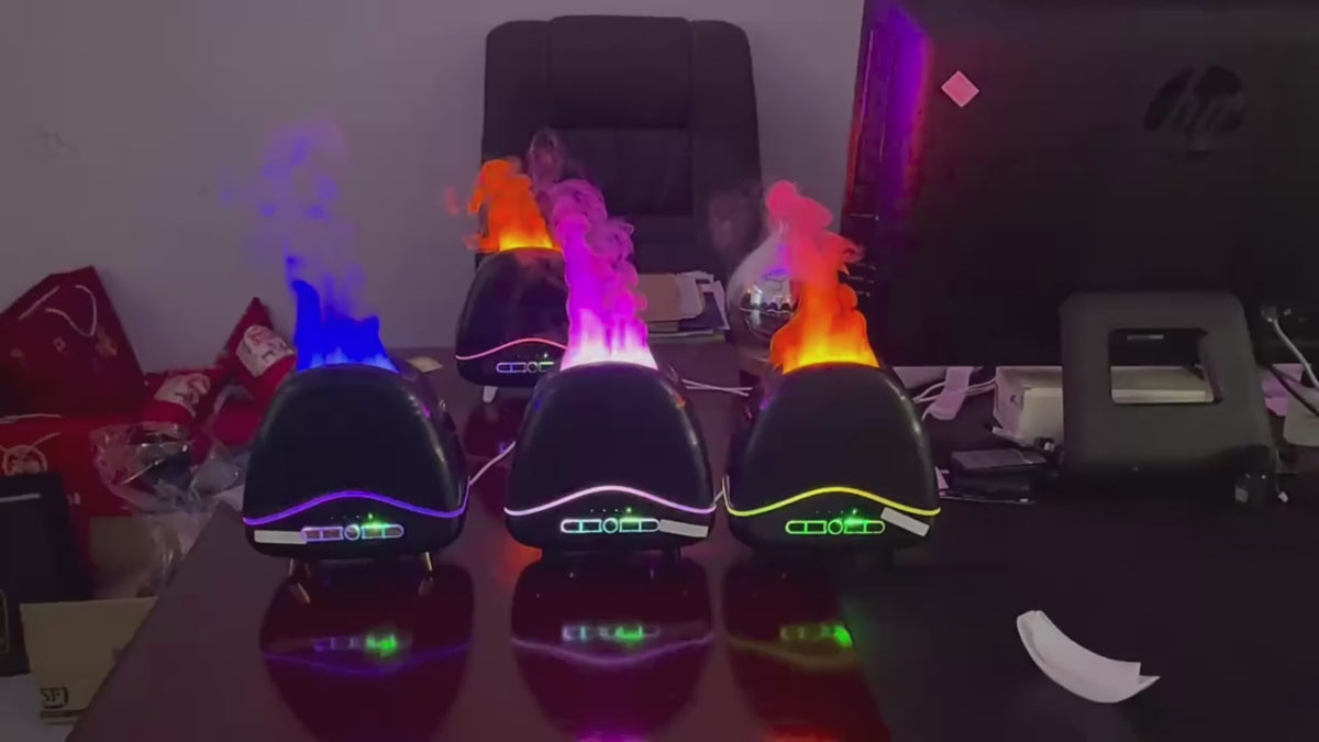 Color-Changing Flame Aroma Diffuser – Wood Grain